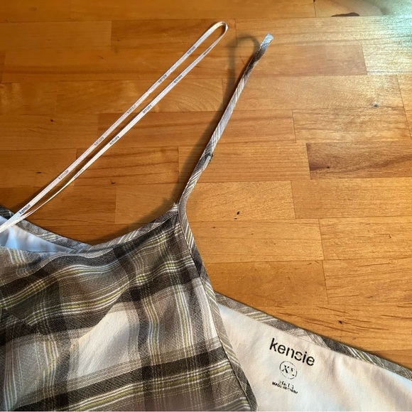 Kensie Summer Dress with Straps. Fully Lined. Green Plaid. XL. - Picture 5 of 9